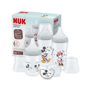 NUK Perfect Match Baby Bottles Set 3 x Anti Colic Baby Bottles & Space Soother – Disney Mickey Mouse