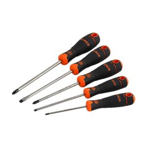 Bahco BAHCOFIT Slotted/Pozidriv Screwdriver Set With Rubber Grip – 5 Piece