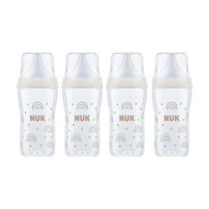 NUK Perfect Match Baby Bottles Set 4 x 260ml Anti Colic Baby Bottles Medium Silicone Teat – Rainbow