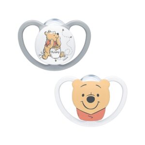 NUK Space Disney Baby Soother With Extra Ventilation Silicone 0-6 Months 2 Count – Disney Winnie The Pooh