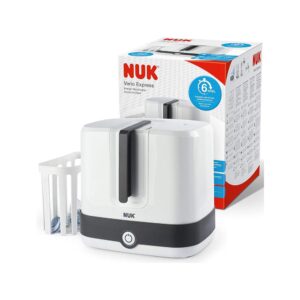 Nuk Vario Express Steam Steriliser Up To 6 Baby Bottles & Accessories In 6 Minutes Removable Basket & Poles – White