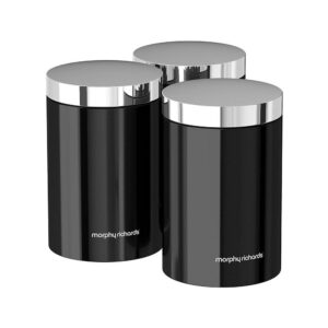 Morphy Richards Accents Kitchen Storage Canisters Set of 3 Stainless Steel – Black