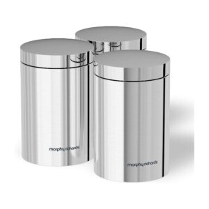 Morphy Richards Accents Kitchen Storage Canisters Set of 3 Stainless Steel Round – Silver