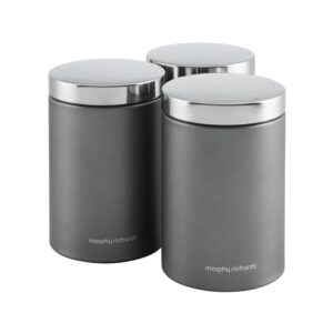 Morphy Richards Accents Kitchen Storage Canisters Set of 3 Stainless Steel – Titanium