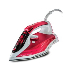 Russell Hobbs Ultra Steam Pro Iron Ceramic Non-Stick Soleplate 2600W 320ml Water Tank – White & Red