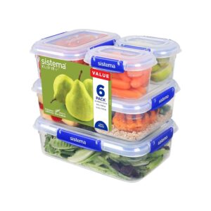 Sistema Klip It Plus Essentials Food Storage Containers 2.2 Litres 1 Litres 400ml Assorted 6 Piece – Clear