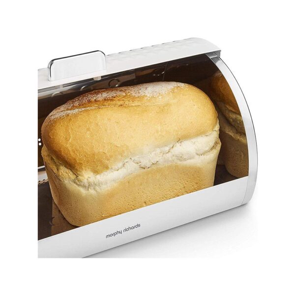 Morphy Richards Dimensions Roll Top Bread Bin Ventilated Design Non-Slip Feet Stainless Steel - White - Image 2