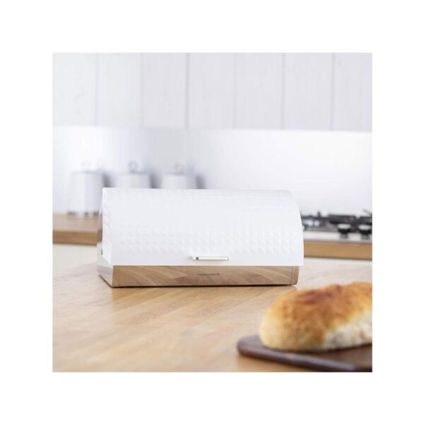 Morphy Richards Dimensions Roll Top Bread Bin Ventilated Design Non-Slip Feet Stainless Steel - White - Image 3