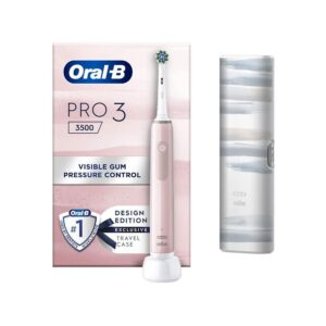 Oral-B Pro 3 3500 Electric Toothbrushes 1 Tooth Brush Head 3 Modes Travel Case – Pink