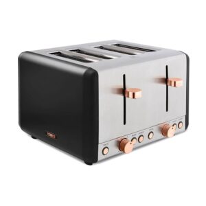 Tower Cavaletto 4 Slice Toaster Stainless Steel 1800W – Black & Rose Gold