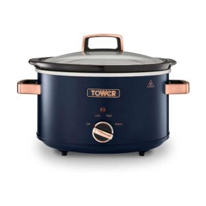 Tower Cavaletto Slow Cooker 3.5 Litres With 3 Heat Settings Cool Touch Handles 210W – Midnight Blue & Rose Gold