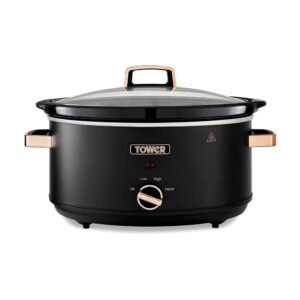 Tower Cavaletto Slow Cooker 6.5 Litre With 3 Heat Settings 300W – Black & Rose Gold