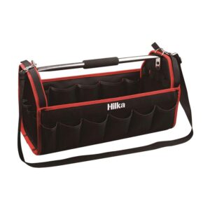 Hilka Tools 20 Inch Tool Caddy Tote Bag Open Carry Case Heavy Duty – Black/Red