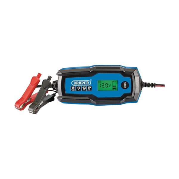 Draper 12V Smart Charger & Battery Maintainer 4A - Blue & Black