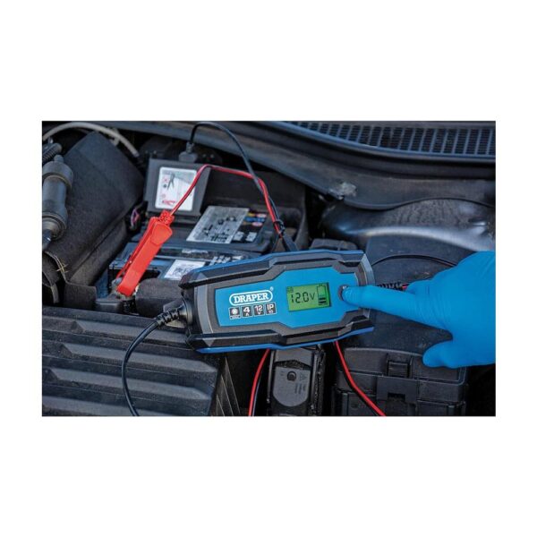 Draper 12V Smart Charger & Battery Maintainer 4A - Blue & Black - Image 4