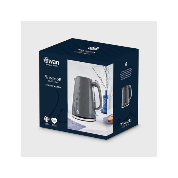 Swan Windsor Rapid Boil Electric Jug Kettle With Removable Limescale Filter 3000W 1.7 Litres - Grey - Image 6