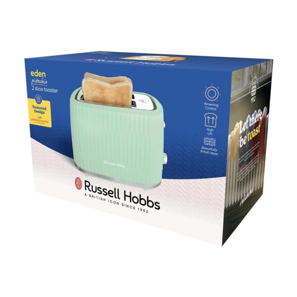 Russell Hobbs Eden 2 Slice Toaster With 6 Variable Browning Settings 800W - Pistachio - Image 7