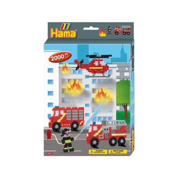 Hama Beads Fire Fighters 2000 Midi Beads 1 Truck Pegboard & Accessories Gift Set - Multicolour