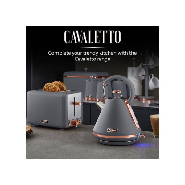 Tower Cavaletto 3.5 Litre Slow Cooker With 3 Heat Settings Removable Pot & Cool Touch Handles - Grey & Rose Gold - Image 9