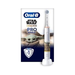 Oral-B Star Wars Mandalorian Pro Junior Kids Electric Toothbrush 1 Toothbrush Head With 3 Modes Ages 6+ – White