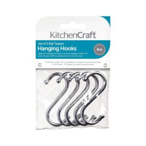 KitchenCraft S-Shaped Storage Hooks Small (8cm) Chrome Plated Metal Pack of 5 – Silver