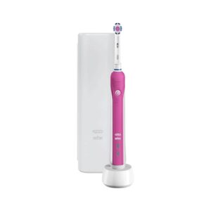 Oral-B Pro 2 2500 3D White Electric Rechargeable Toothbrush With Travel Case – Pink