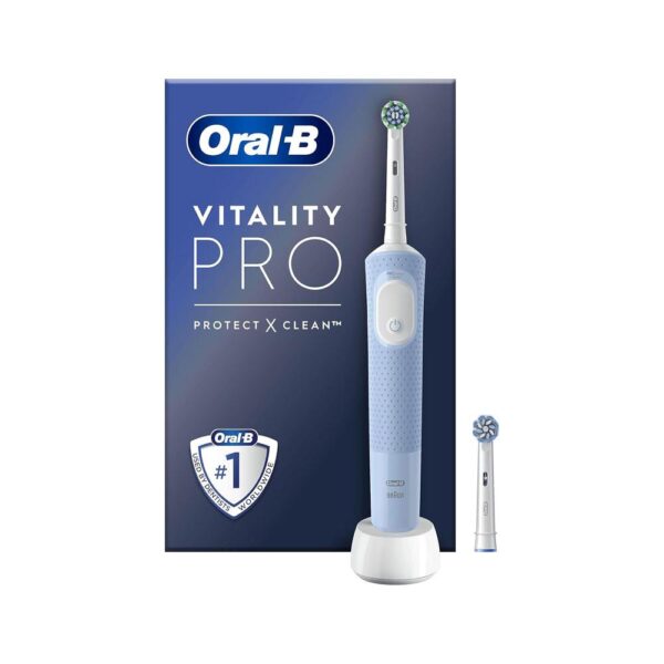 Oral-B Vitality Pro Electric Toothbrushes With 3 Modes Including Sensitive Plus 1 Handle & 2 Brush Heads - Blue