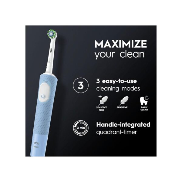 Oral-B Vitality Pro Electric Toothbrushes With 3 Modes Including Sensitive Plus 1 Handle & 2 Brush Heads - Blue - Image 4