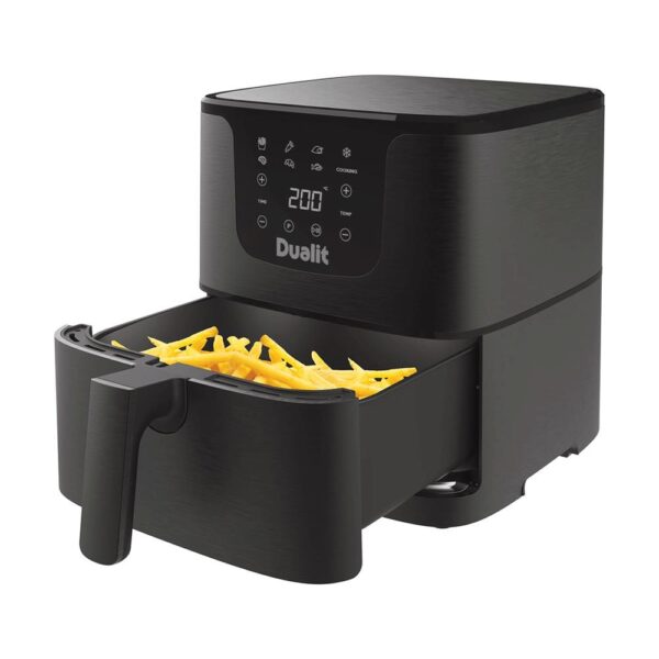 Dualit Air Fryer With 7 Preset Programs & Non-Stick Coated Crisper Plate 1700W Serves 4 / 5.5 Litres - Black