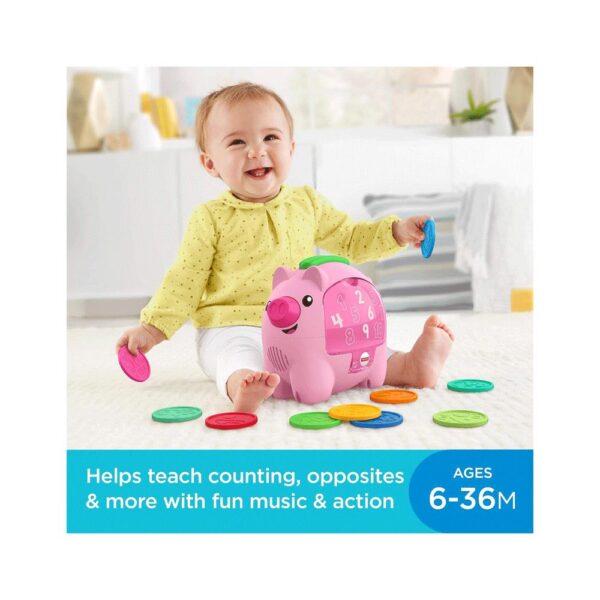 Fisher-Price Laugh & Learn Count & Rumble Piggy Bank Musical Baby Toys With Fun Motion Action - Multicolour - Image 2