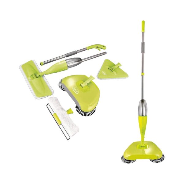 Ewbank 5PKUK 5 In 1 Universal Spray Mop Set Interchangable Heads Hard Floor Sweeper Microfiber Pad Triangle Head Flat Head - Green