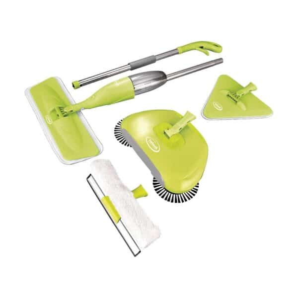 Ewbank 5PKUK 5 In 1 Universal Spray Mop Set Interchangable Heads Hard Floor Sweeper Microfiber Pad Triangle Head Flat Head - Green - Image 3