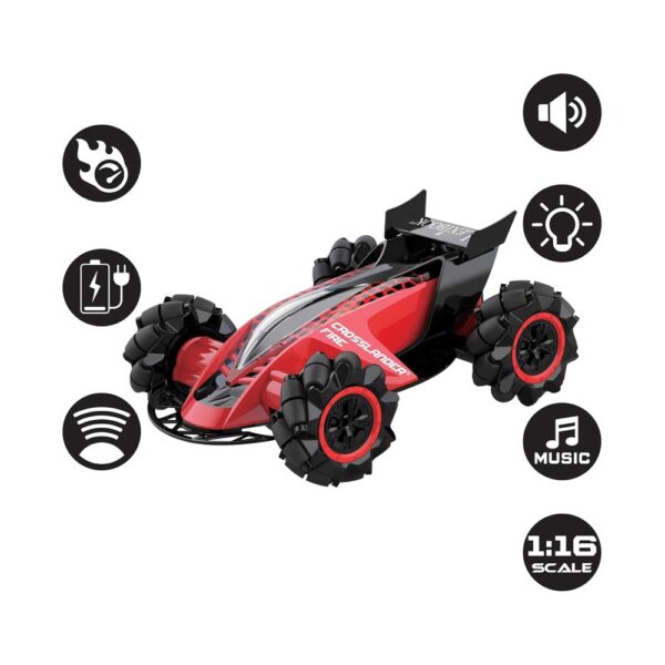 Lexibook Crosslander Fire Rechargeable Radio Controlled Stunt Car - Red - Image 2