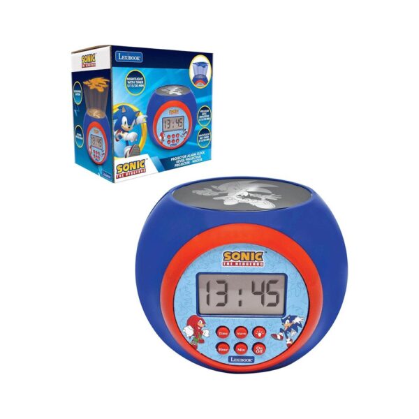 Lexibook Sonic Childrens Projector Clock With Night Light Timer Snooze Alarm - Multicolour