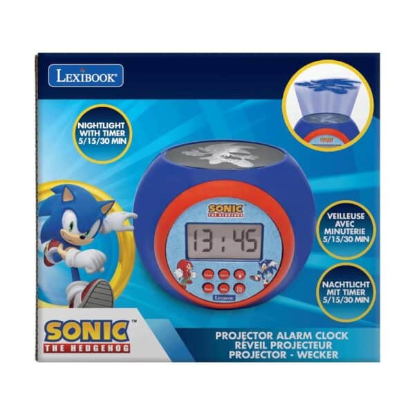 Lexibook Sonic Childrens Projector Clock With Night Light Timer Snooze Alarm - Multicolour - Image 4