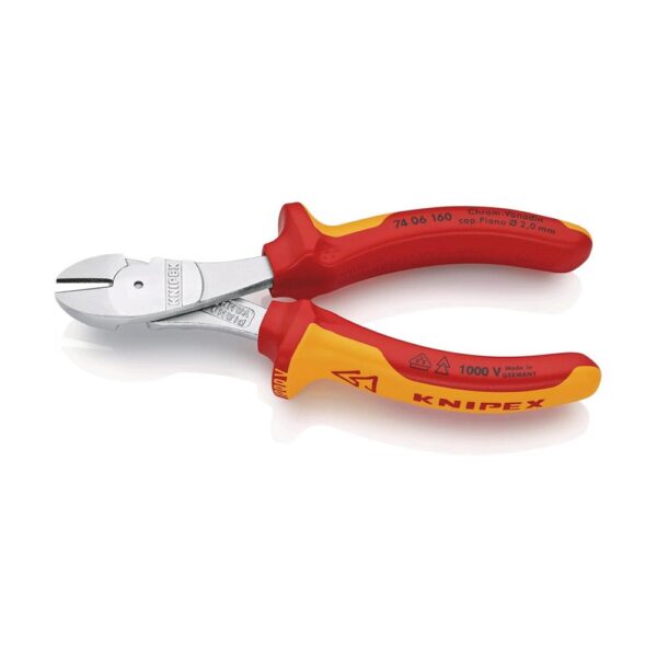 Knipex 74 06 160 SB VDE Insulated High Leverage Diagonal Cutter 160mm - Red/Yellow - Image 2