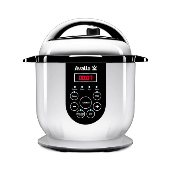 Avalla All-In-One Electric Smart Pressure Cooker Steamer & Food Warmer 2.5 Litres - White