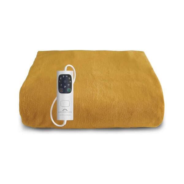 Dreamland Snuggle Up Electric Heated Warming Throw Luxury Velvet Plush Intelliheat Large 160cm x 120cm - Mustard - Image 2