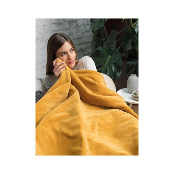 Dreamland Snuggle Up Electric Heated Warming Throw Luxury Velvet Plush Intelliheat Large 160cm x 120cm - Mustard - Image 4