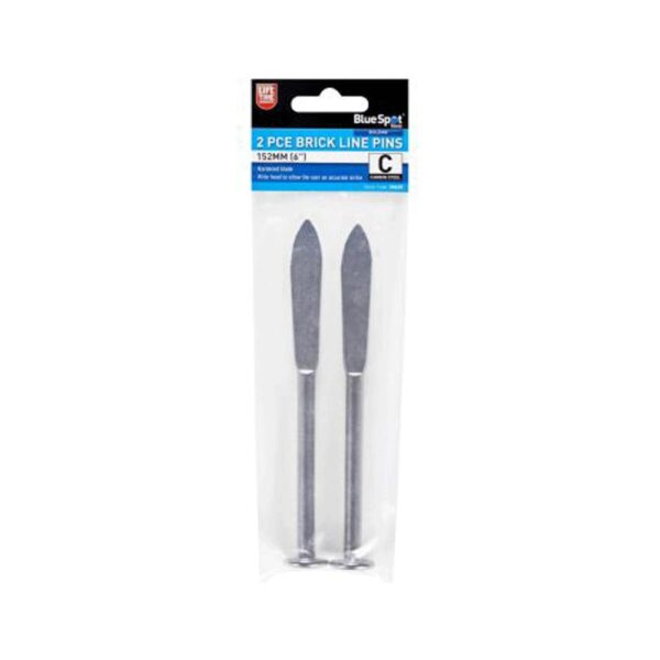 BlueSpot Tools Brick Line Pins 152mm (6 Inch) 2 Piece - Silver