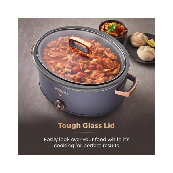 Tower Cavaletto Slow Cooker 6.5 Litre With 3 Heat Settings 300W - Grey And Rose Gold - Image 7