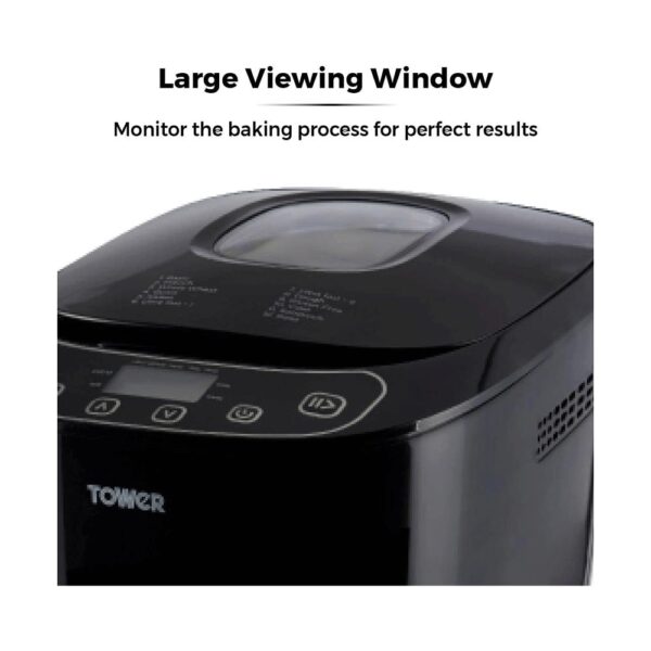 Tower Digital Bread Maker With 12 Automatic Programs 13 Hours Timer Adjustable Crust Control Gluten Free 550W 2lb - Black - Image 7