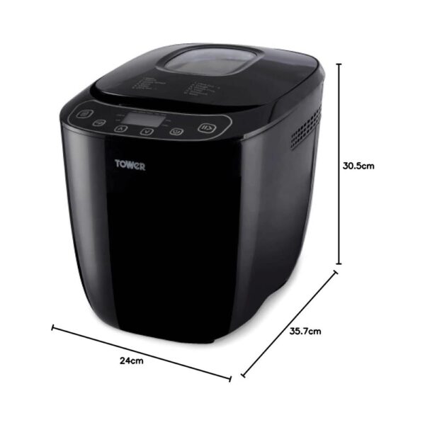 Tower Digital Bread Maker With 12 Automatic Programs 13 Hours Timer Adjustable Crust Control Gluten Free 550W 2lb - Black - Image 10