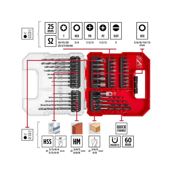 Einhell L-Case Bit And Drill Set For All Common Drill Chucks And Bit Holders - 40 Piece - Image 2