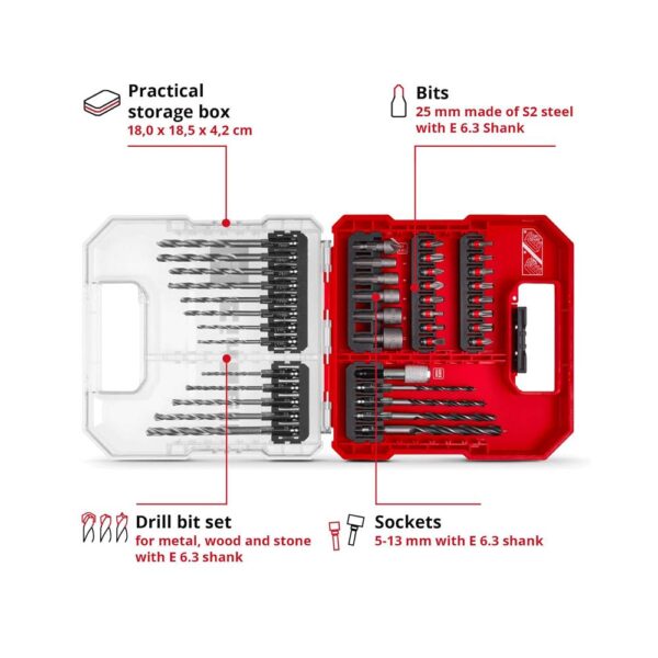 Einhell L-Case Bit And Drill Set For All Common Drill Chucks And Bit Holders - 40 Piece - Image 3