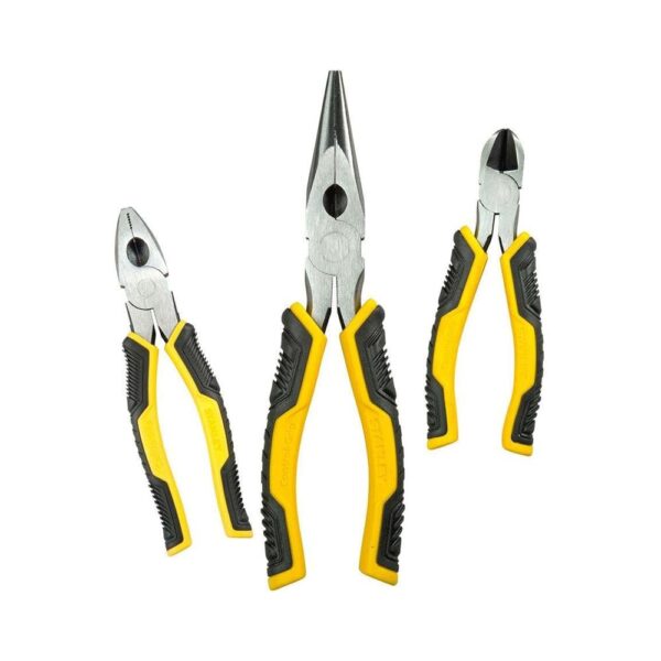 Stanley Control Grip Plier Set Grip/Combination/Long Nose 3 Piece - Black/Yellow