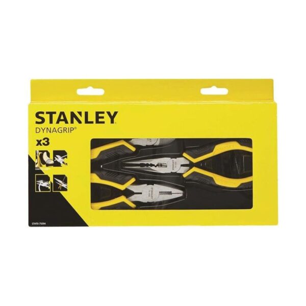 Stanley Control Grip Plier Set Grip/Combination/Long Nose 3 Piece - Black/Yellow - Image 4