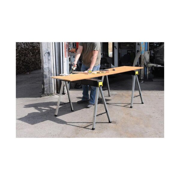 Stanley Folding Metal Sawhorse 340Kg Pair With Side Latch - Black/Aluminium - Image 5