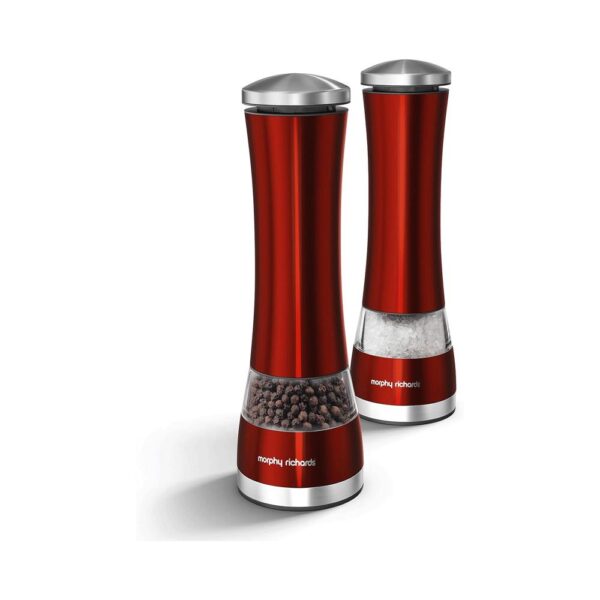 Morphy Richards Accents Electronic Salt And Pepper Mill Stainless Steel - Red