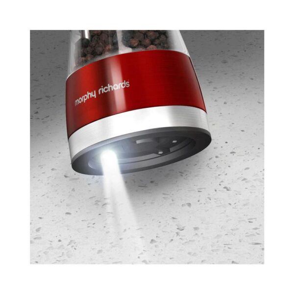 Morphy Richards Accents Electronic Salt And Pepper Mill Stainless Steel - Red - Image 3